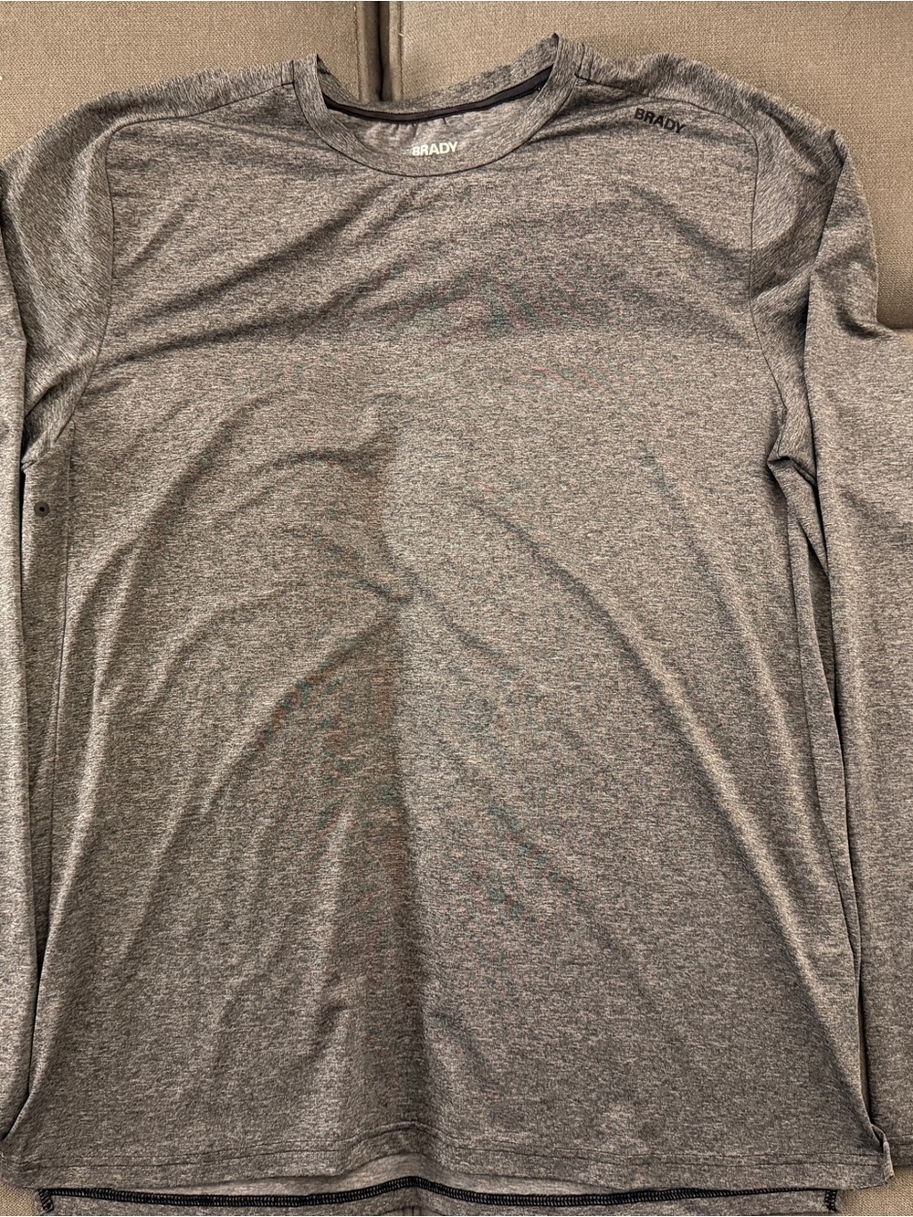 BRADY Brand Men’s Gray Performance Lg Sleeve Shirt Size L Athletic Training Top